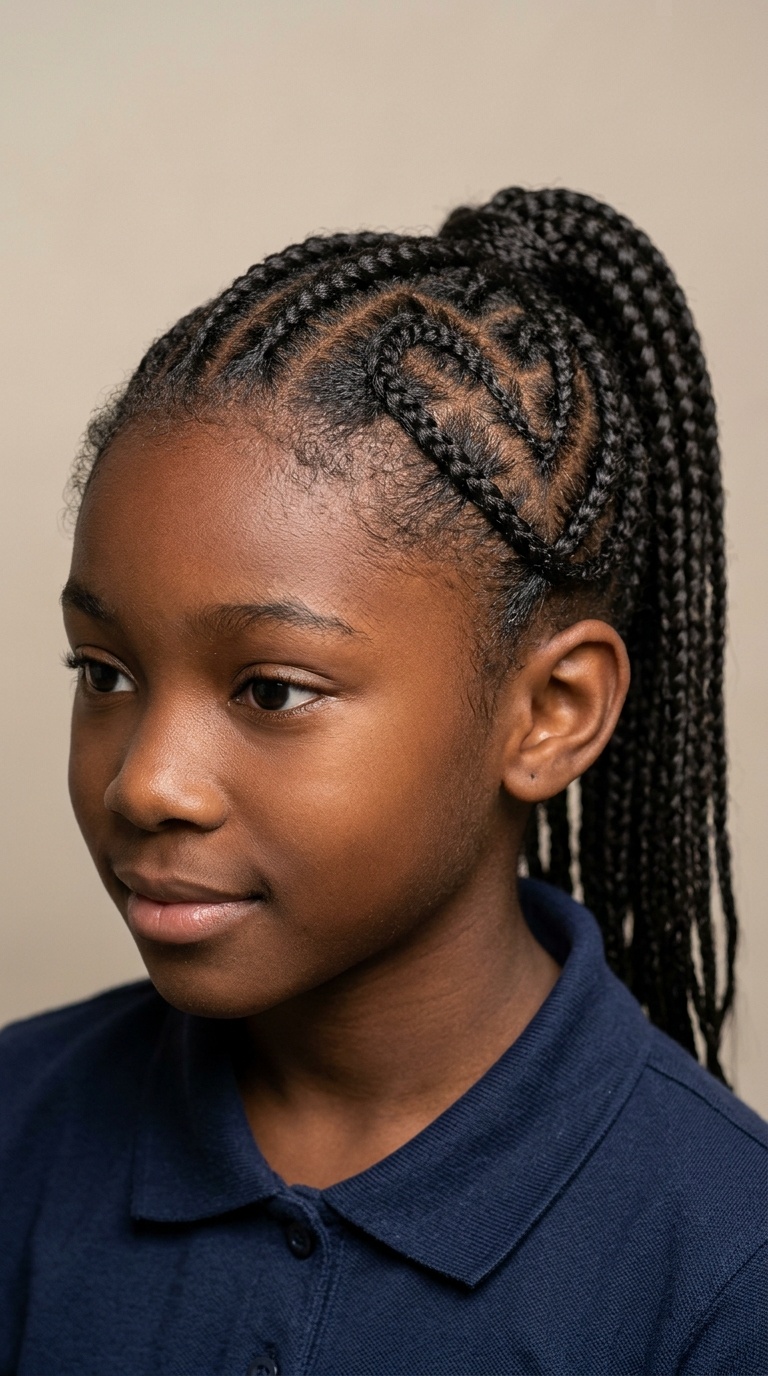 Heart-Shaped Cornrow Ponytail