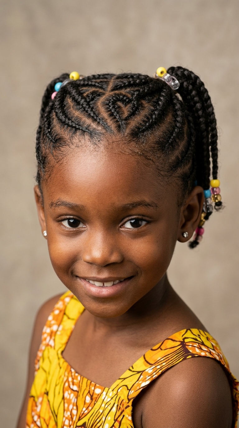 Heart-Shaped Parted Cornrows
