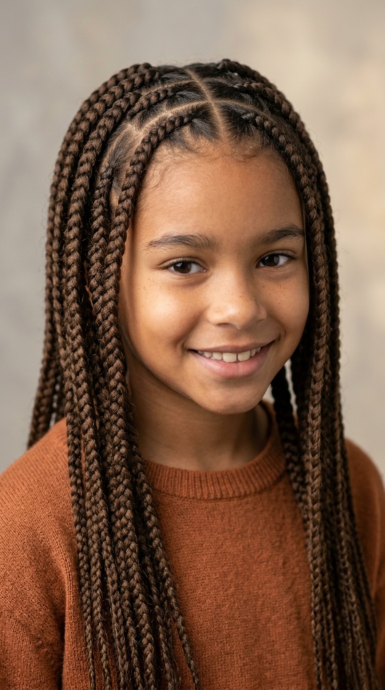 Heart-Shaped Parting with Box Braids