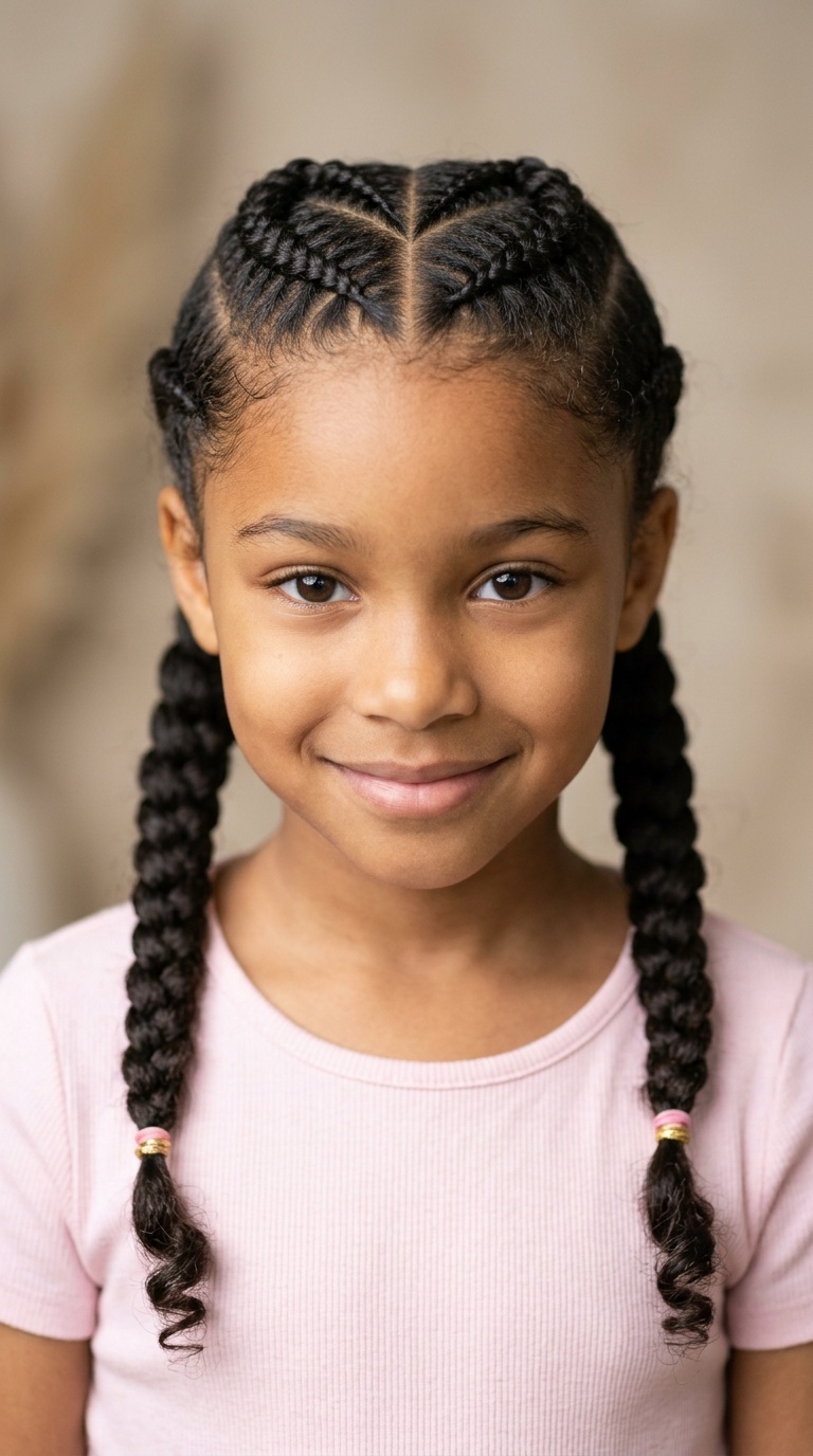 Heart-Shaped Parting with Braids