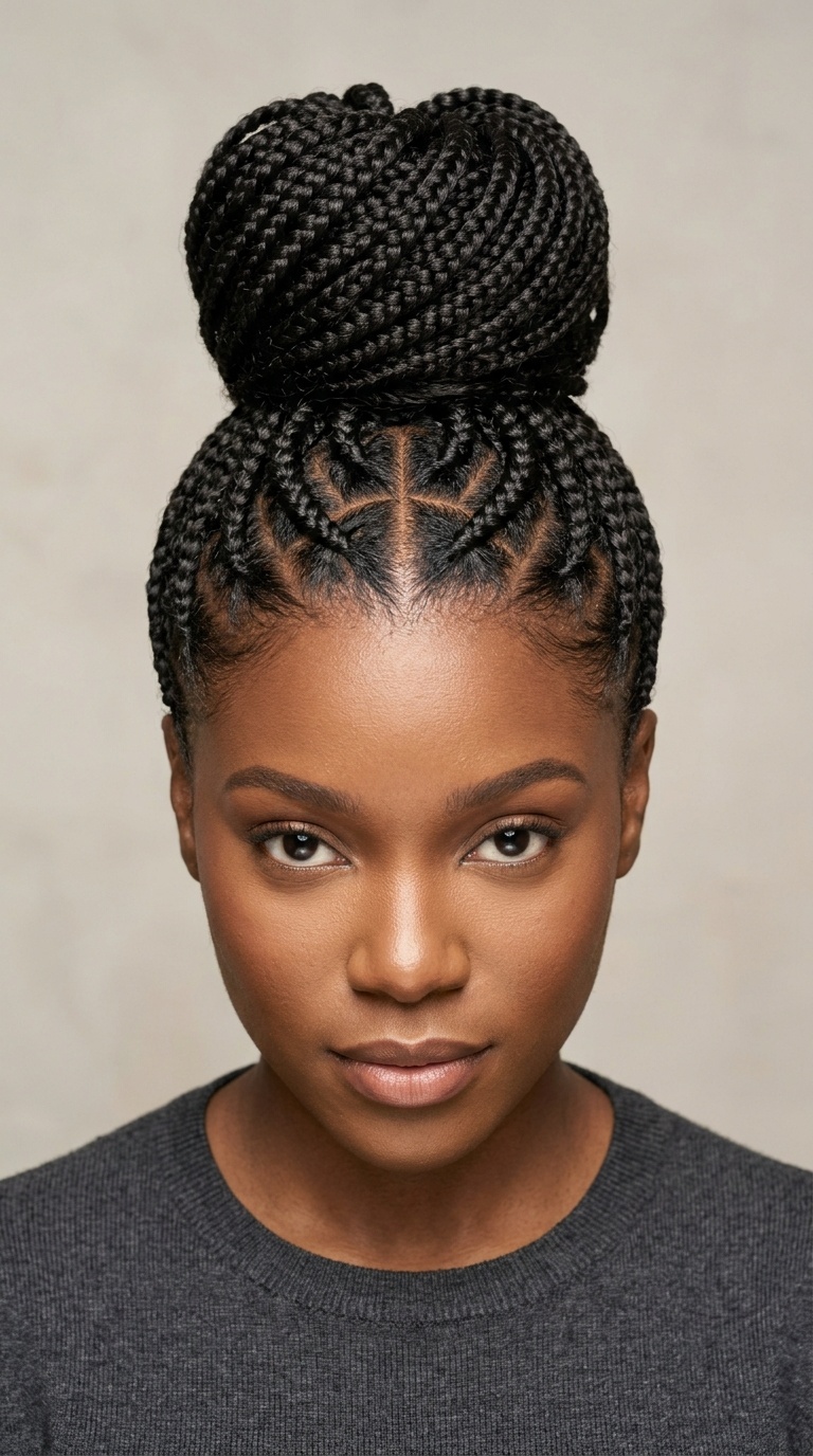 Heart-Shaped Parting with High Bun
