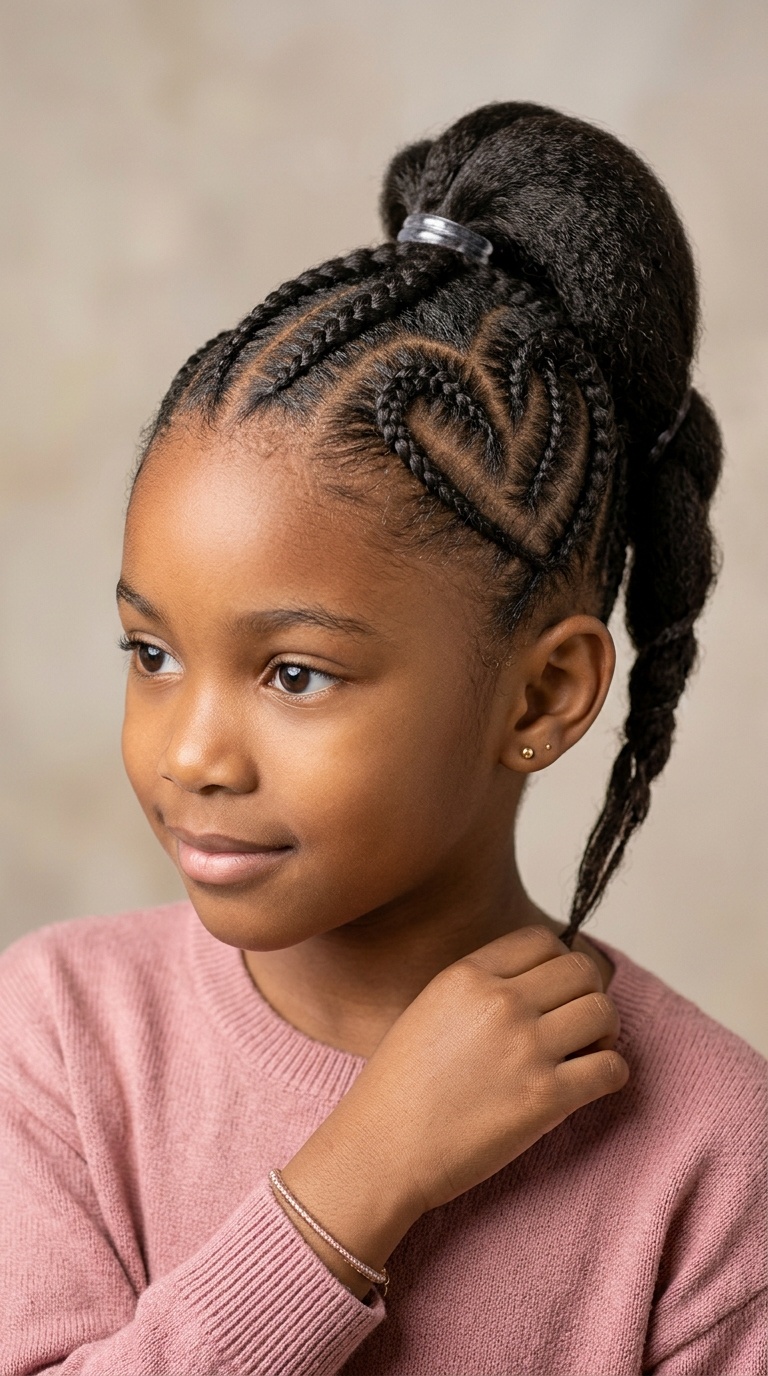 Heart-Shaped Parting with High Ponytail