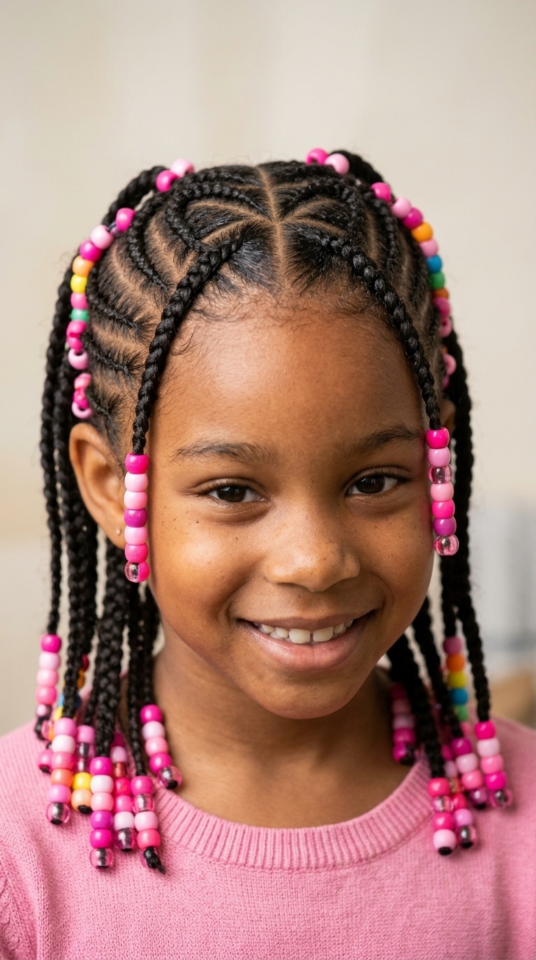 Heart-Shaped Parting with Pink Beads