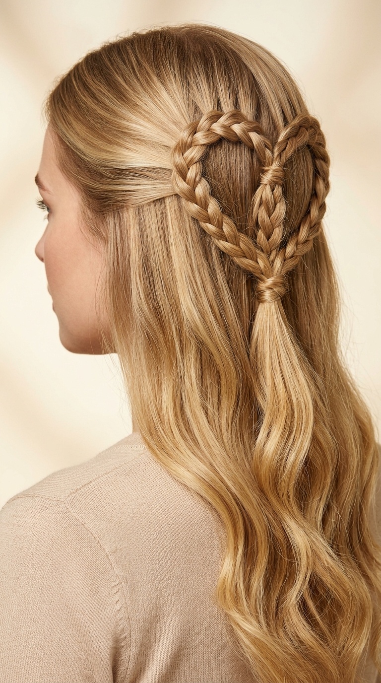 Heart-Shaped Plait Half-Up Design