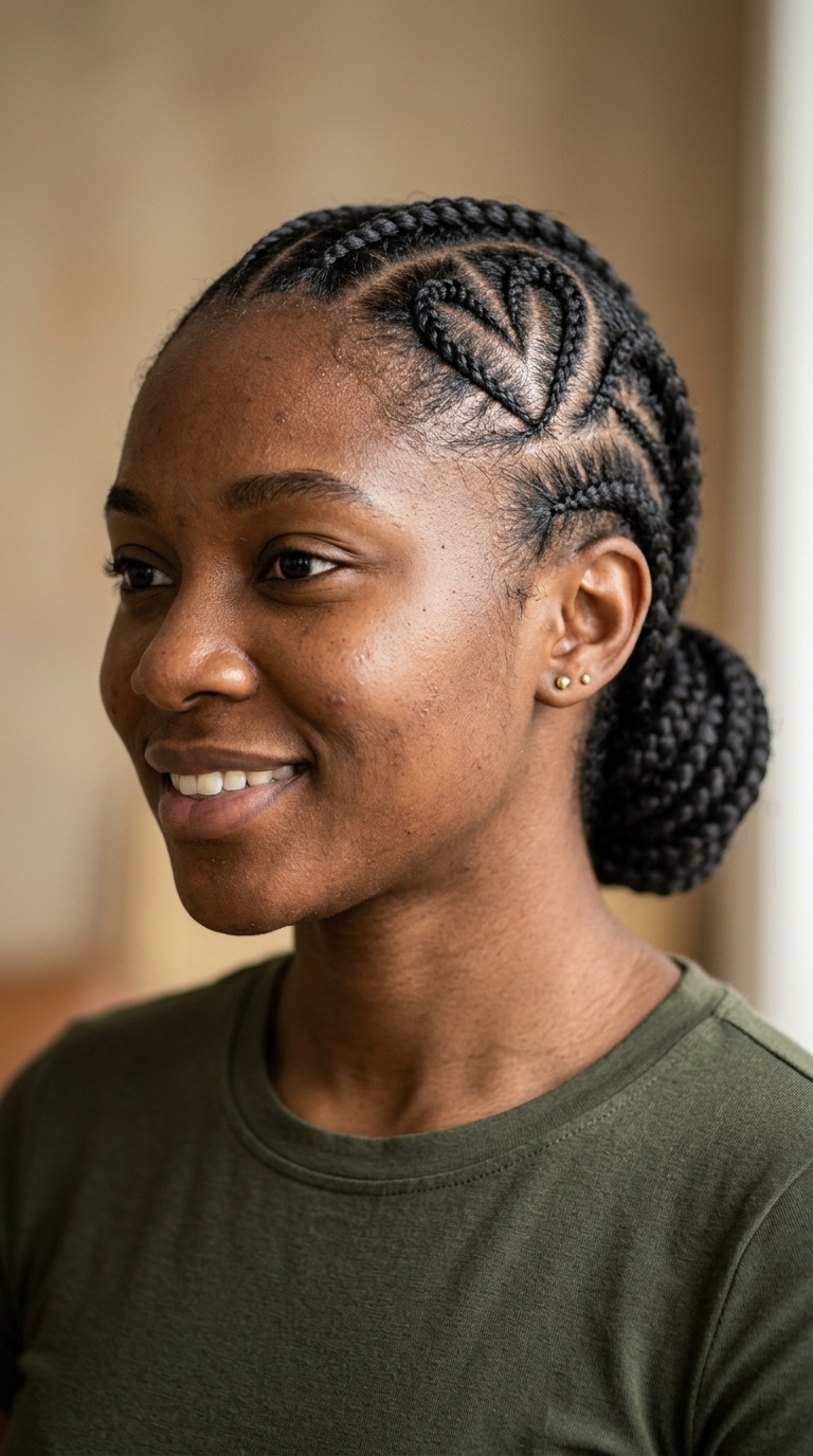 Heart-Shaped Side Cornrows