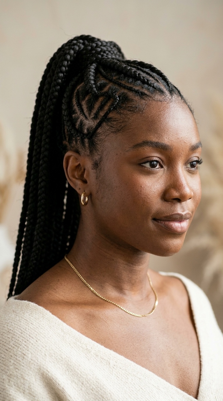 Heart-Shaped Stitch Braids into a Ponytail