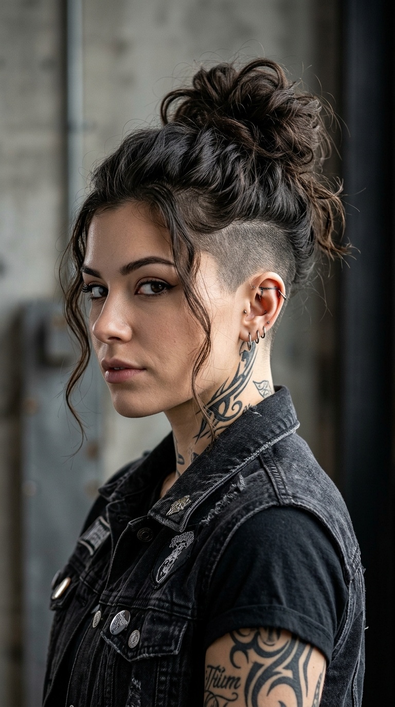 Hidden Nape Shave with Top Knot Hawk