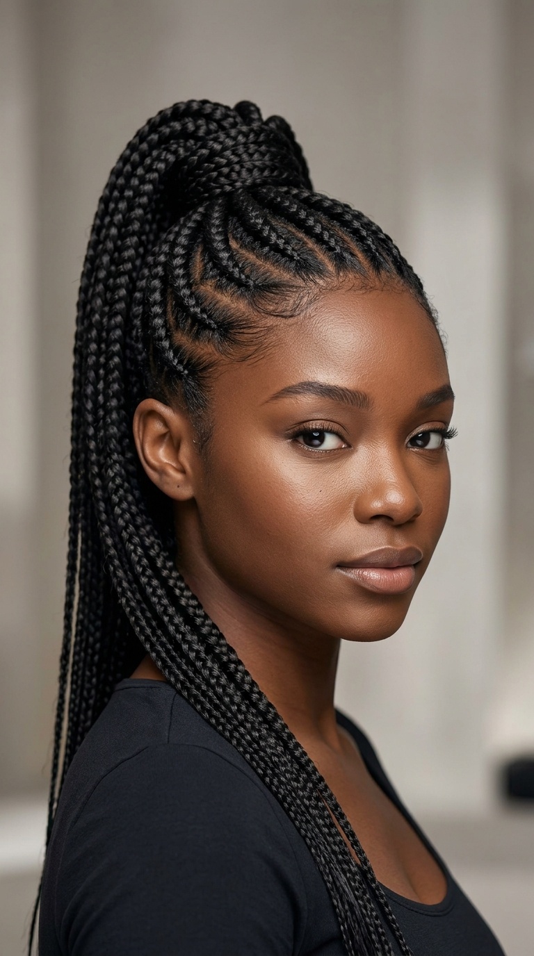 High Braided Feed-in Ponytail