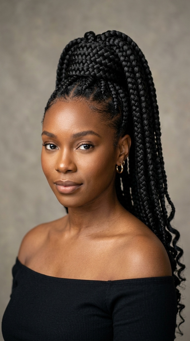 High Braided Jumbo Ponytail