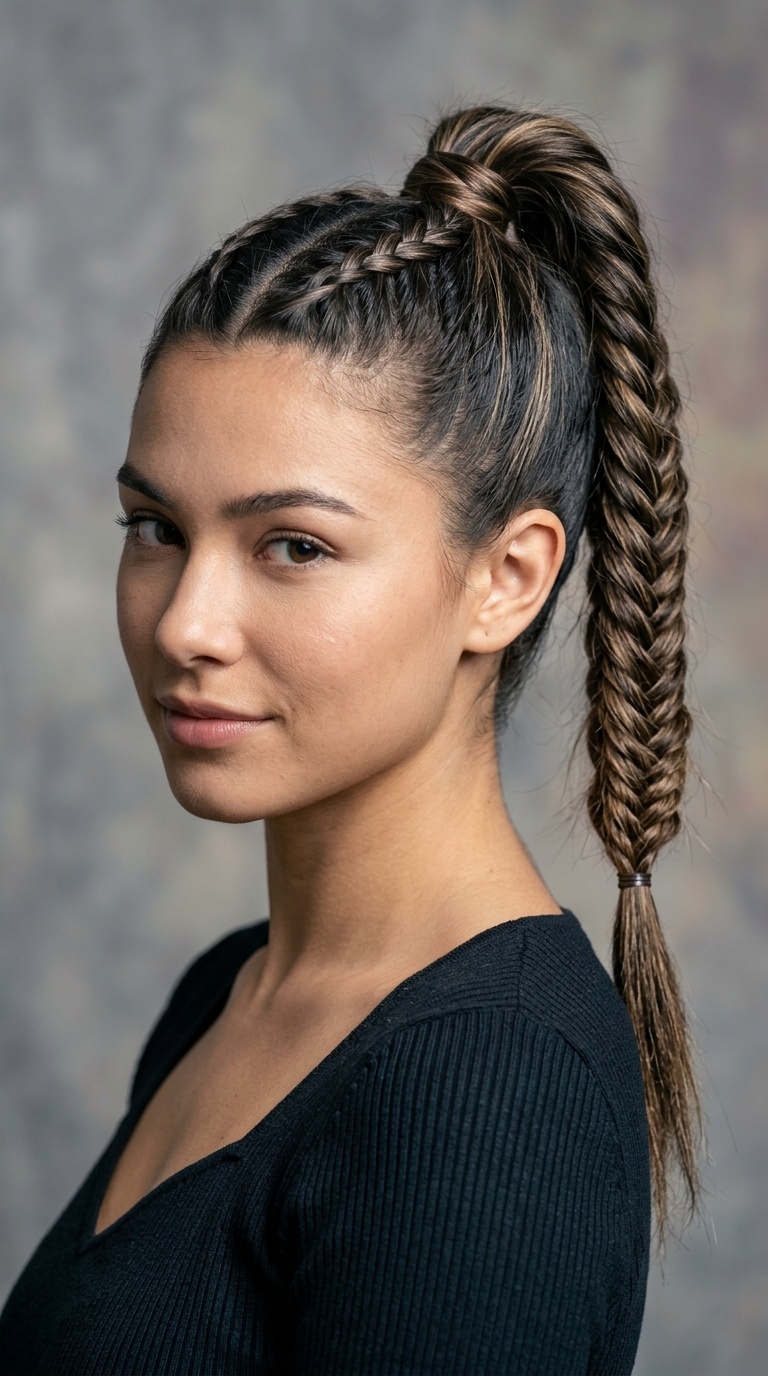High Braided Ponytail