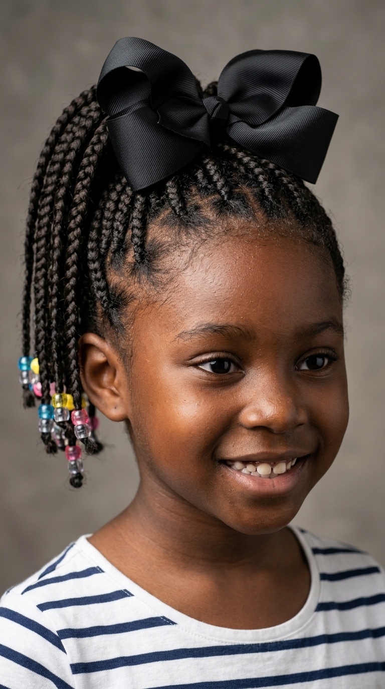 High Braided Ponytail with a Jumbo Bow