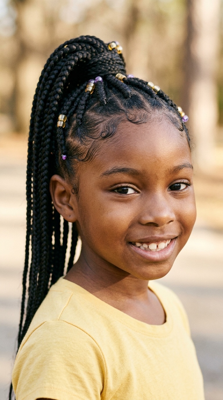 High Braided Ponytail with Slicked Edges