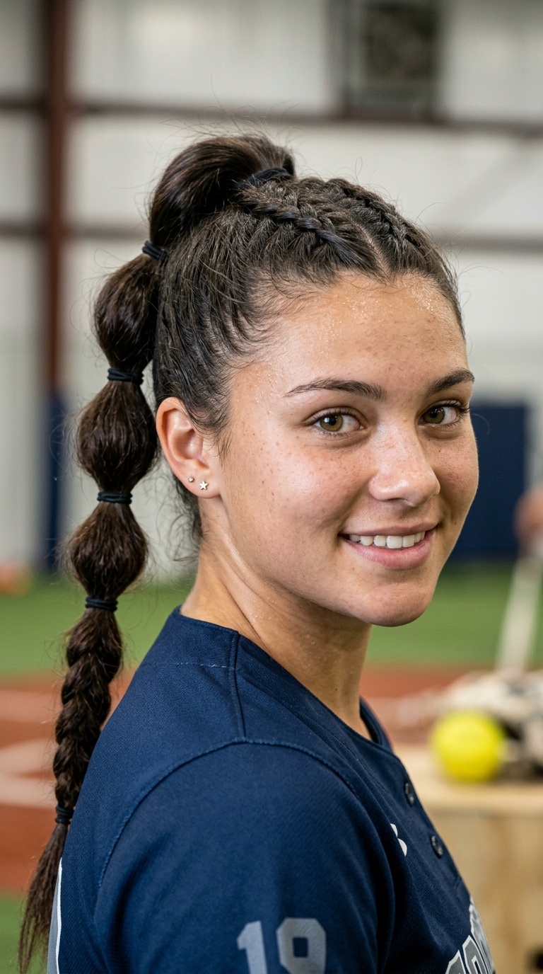 High Bubble Braided Ponytail