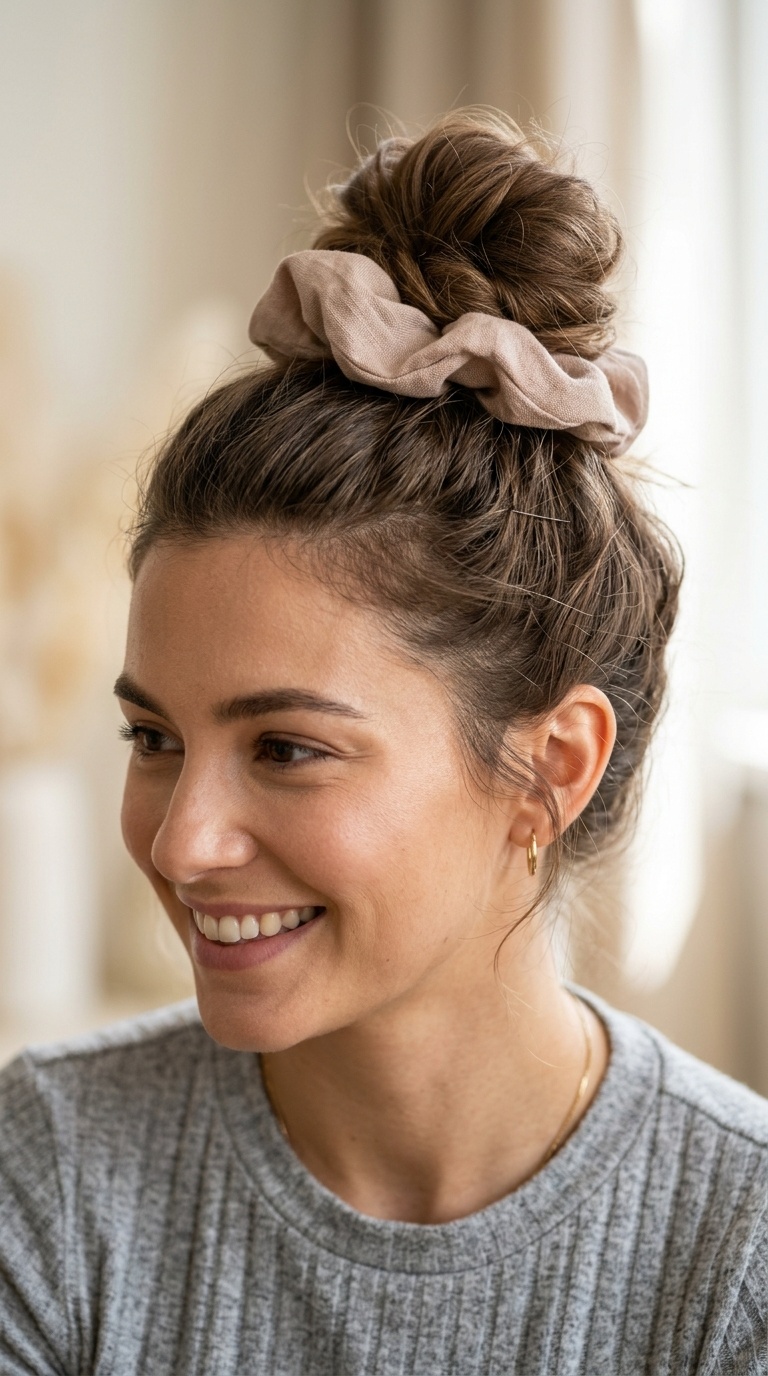 High Bun with a Scrunchie