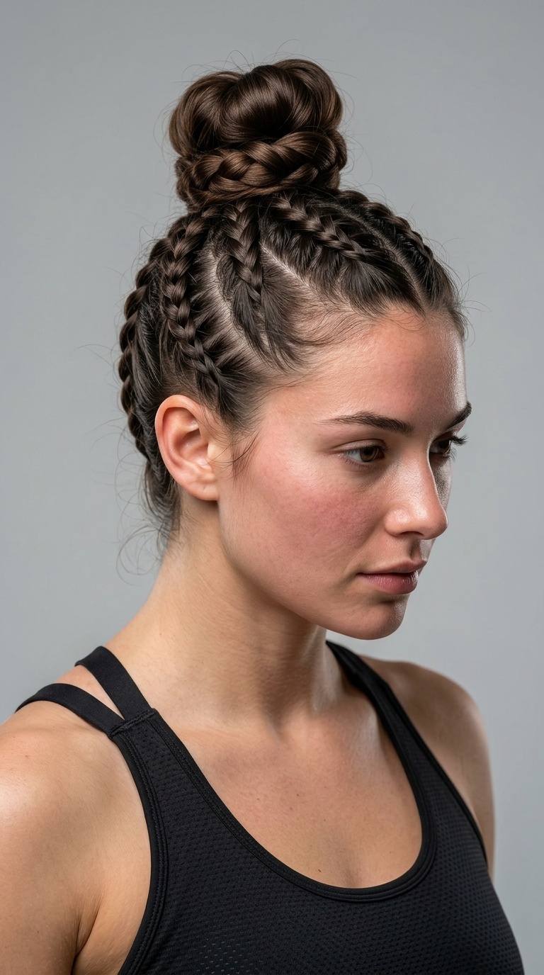 High Bun with Bottom-Up Braids
