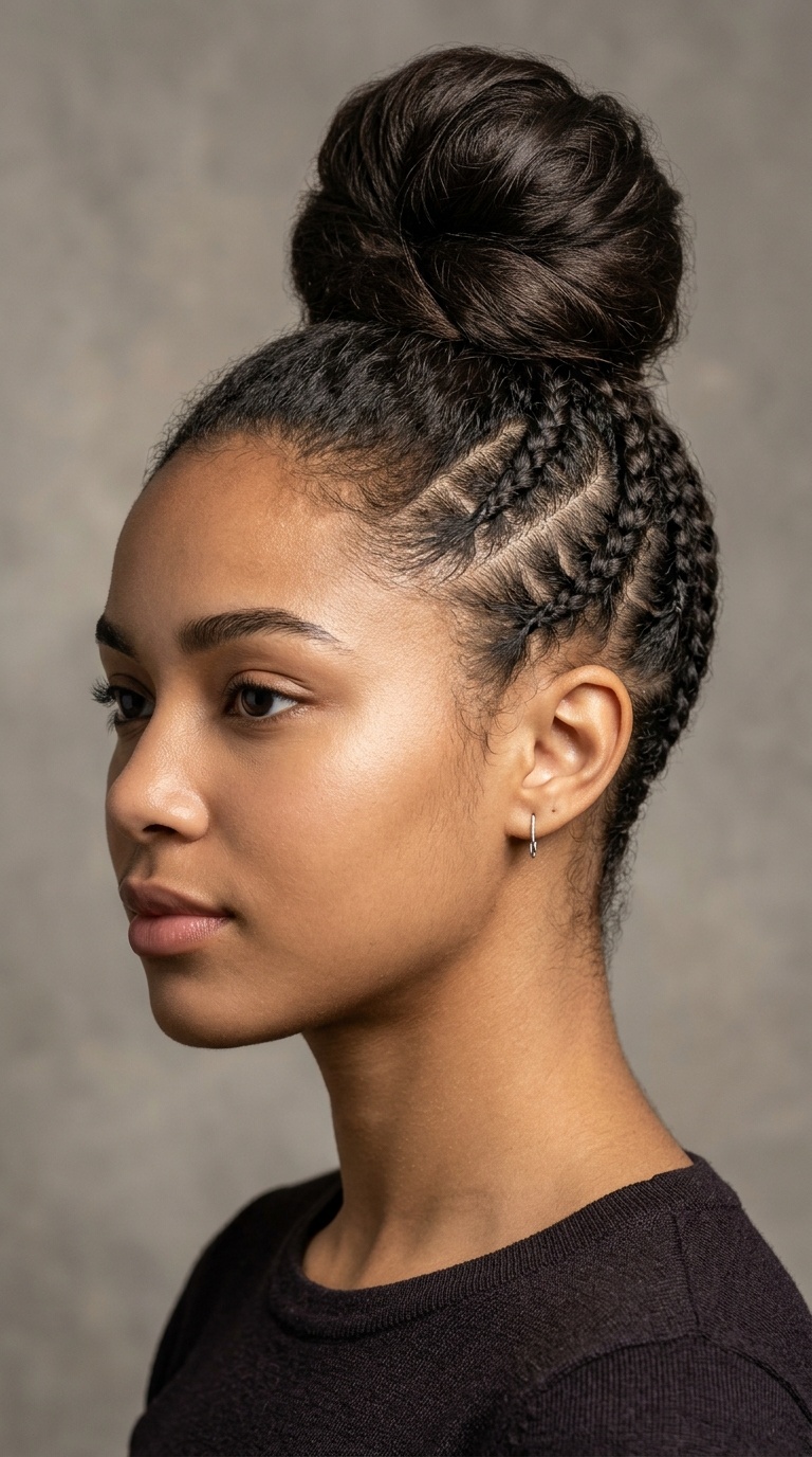 High Bun with Braided Undercut