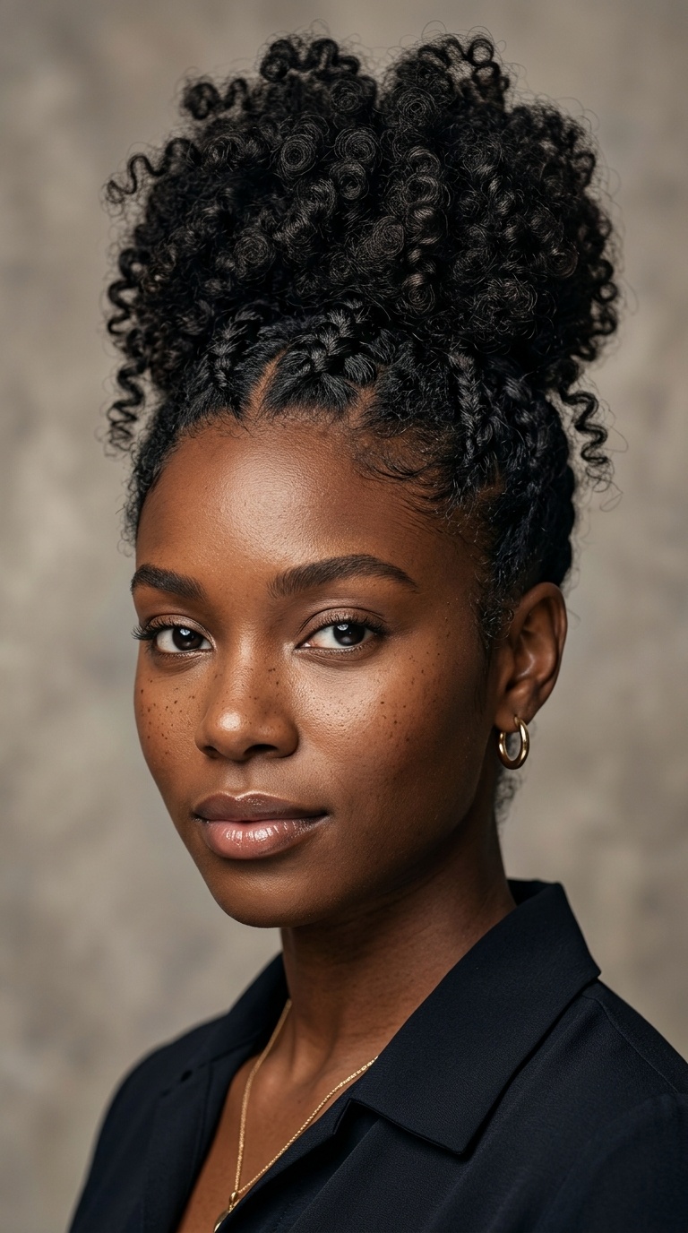 High Bun with Faux Hawk Texture