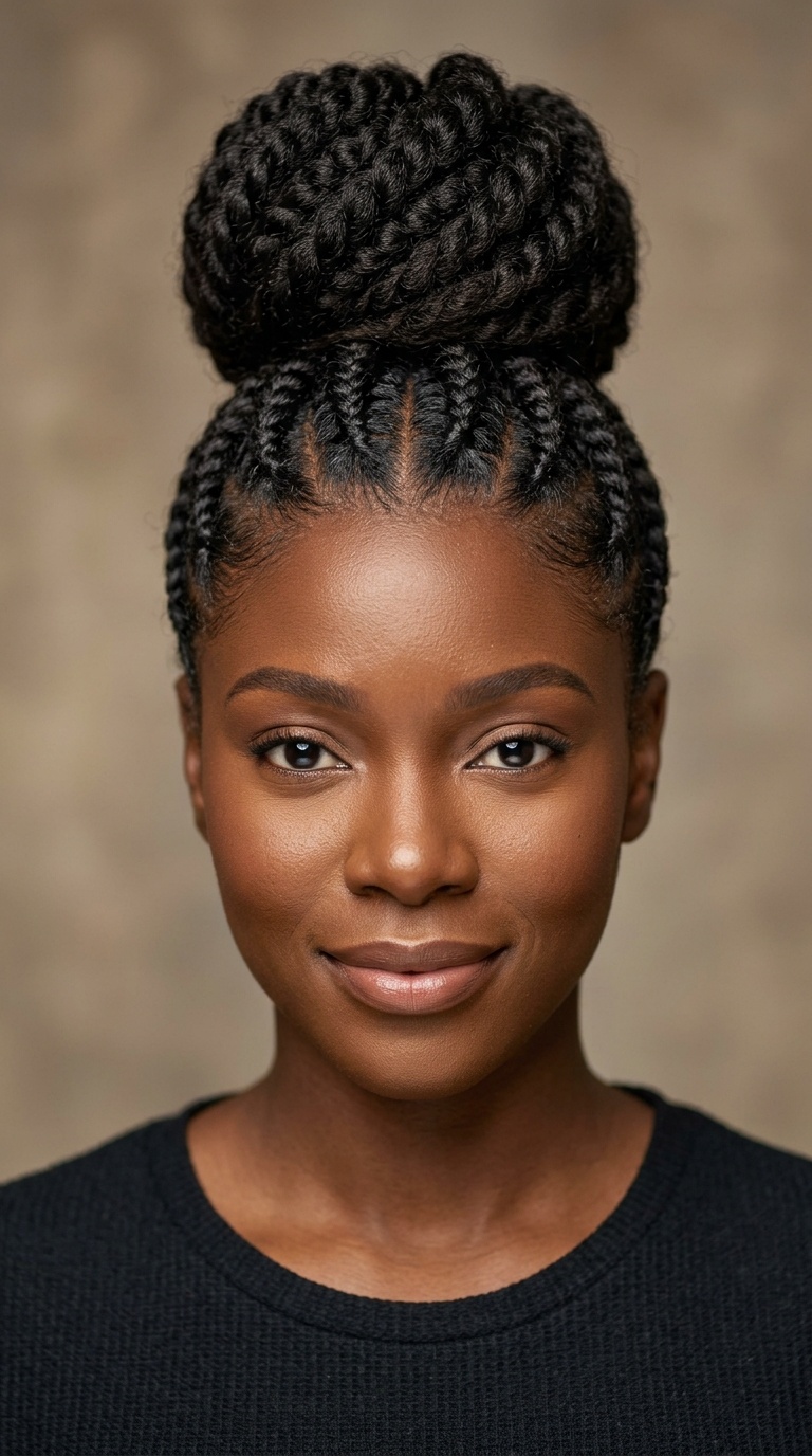 High Bun with Flat Twist Base