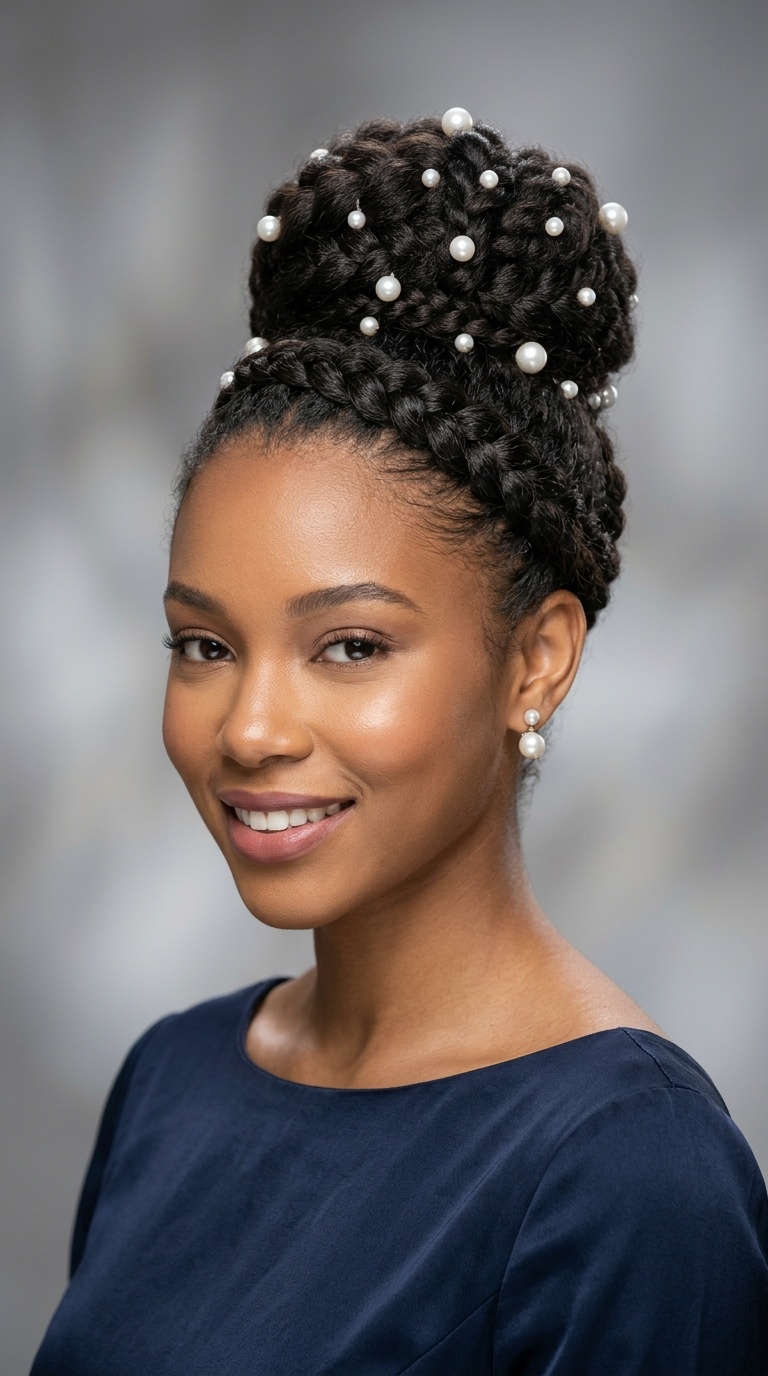 High Bun with Pearl Accents