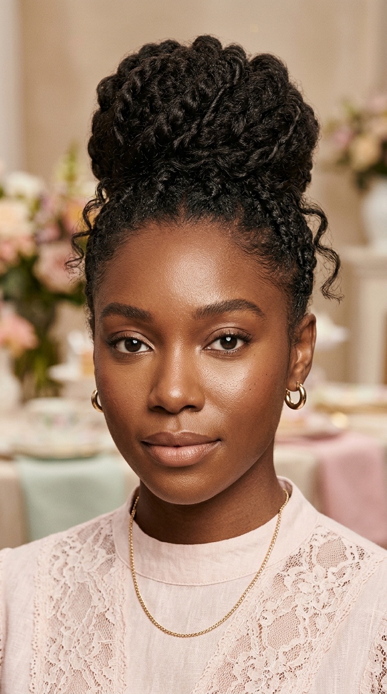 High Bun with Tucked Tendrils