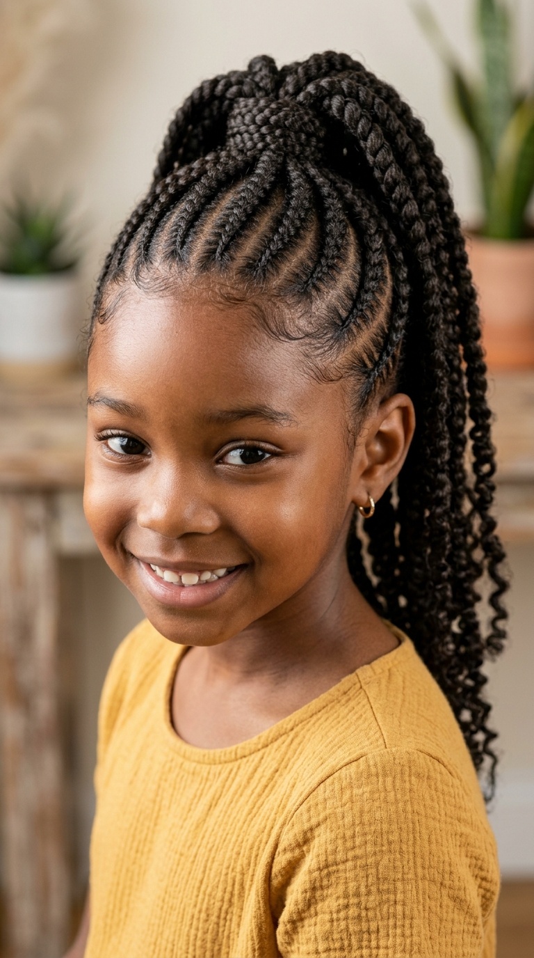 High Cornrow Ponytail