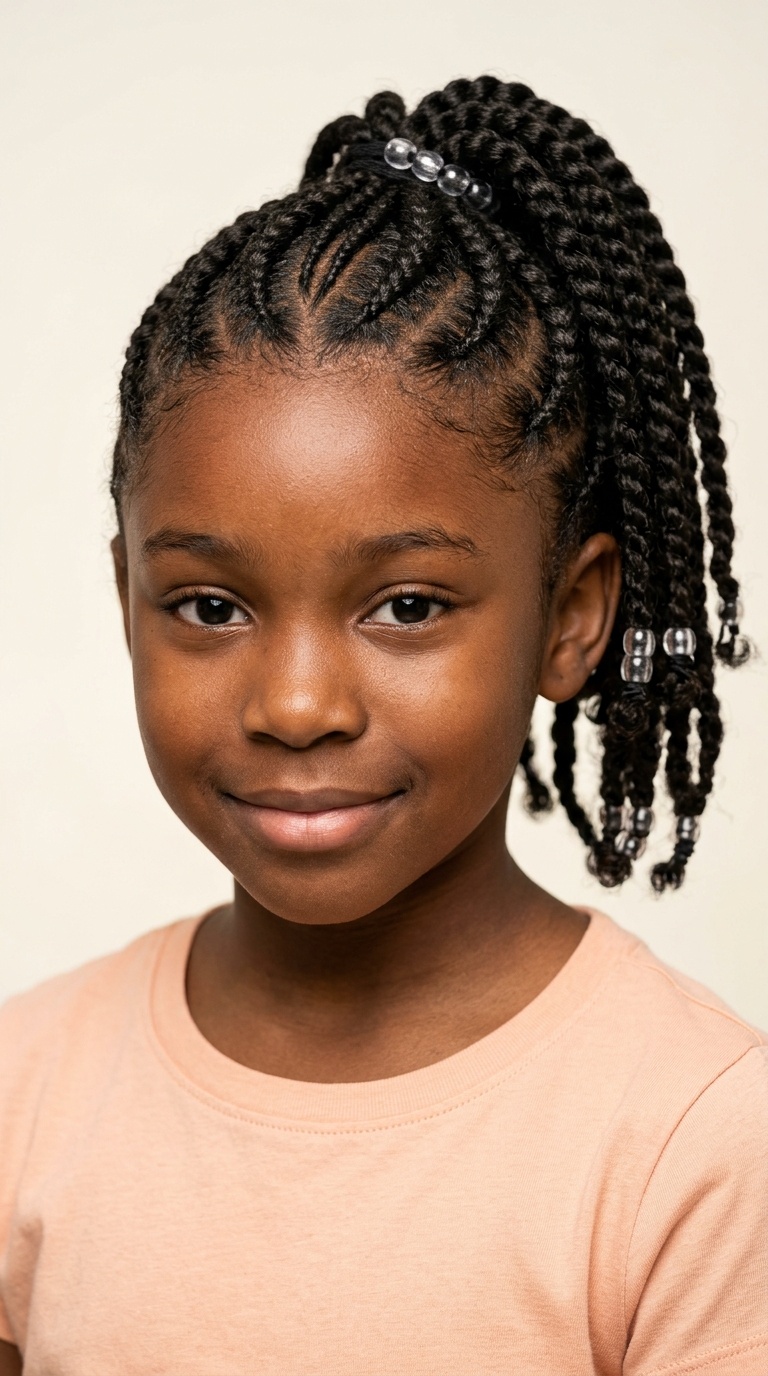 High Cornrow Ponytail