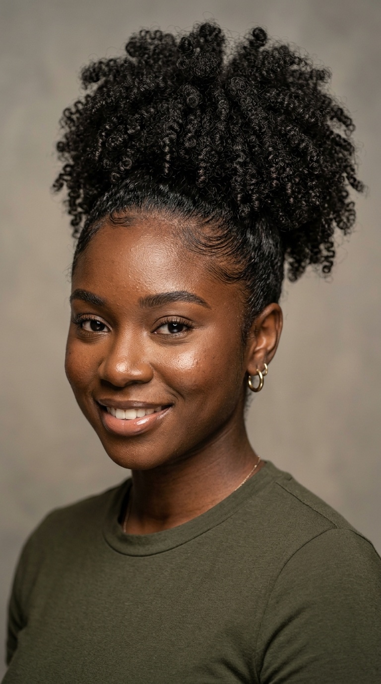 High Curly Drawstring Pony for 4C Hair