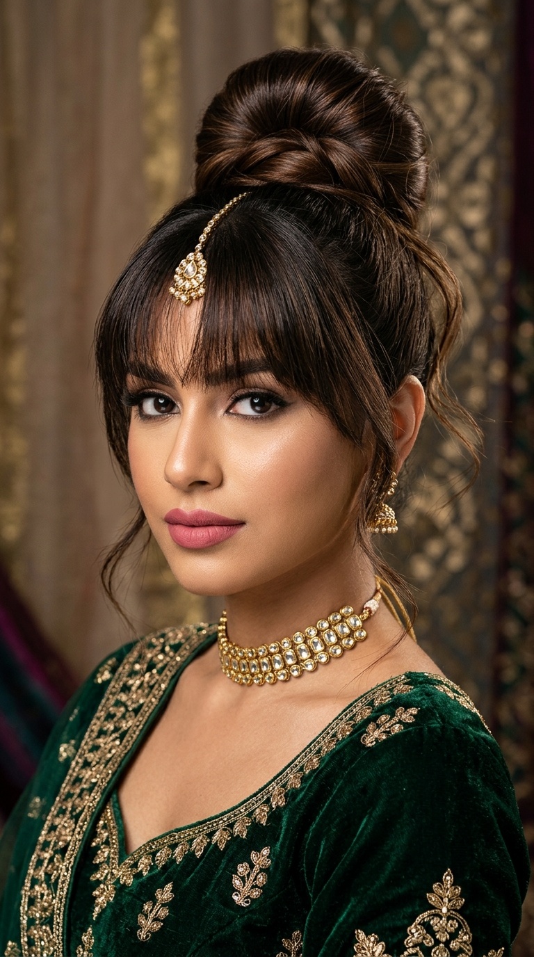 High Fashion Top Knot with Bangs