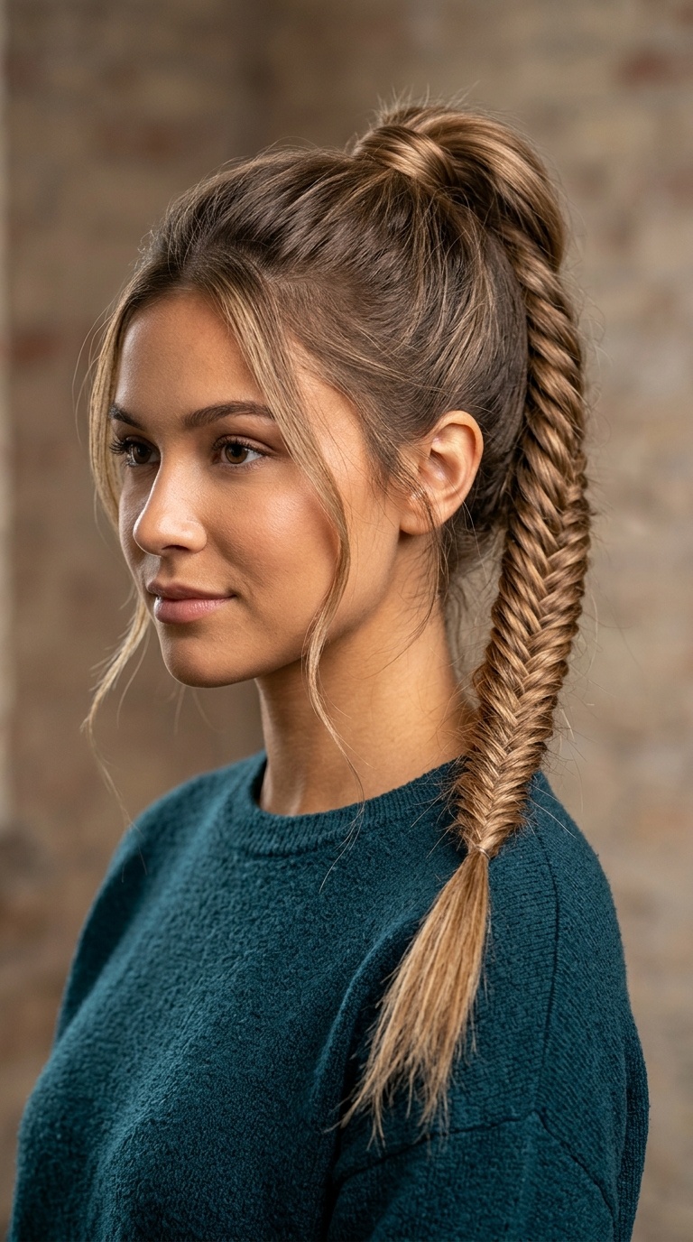 High Fishtail Ponytail