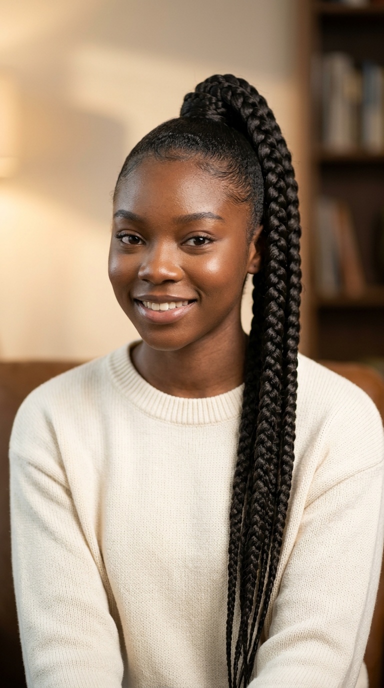 High Four-Strand Braided Ponytail