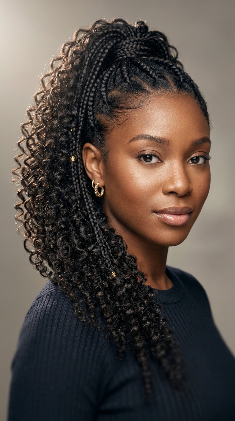 High Goddess Ponytail with Cascading Curls