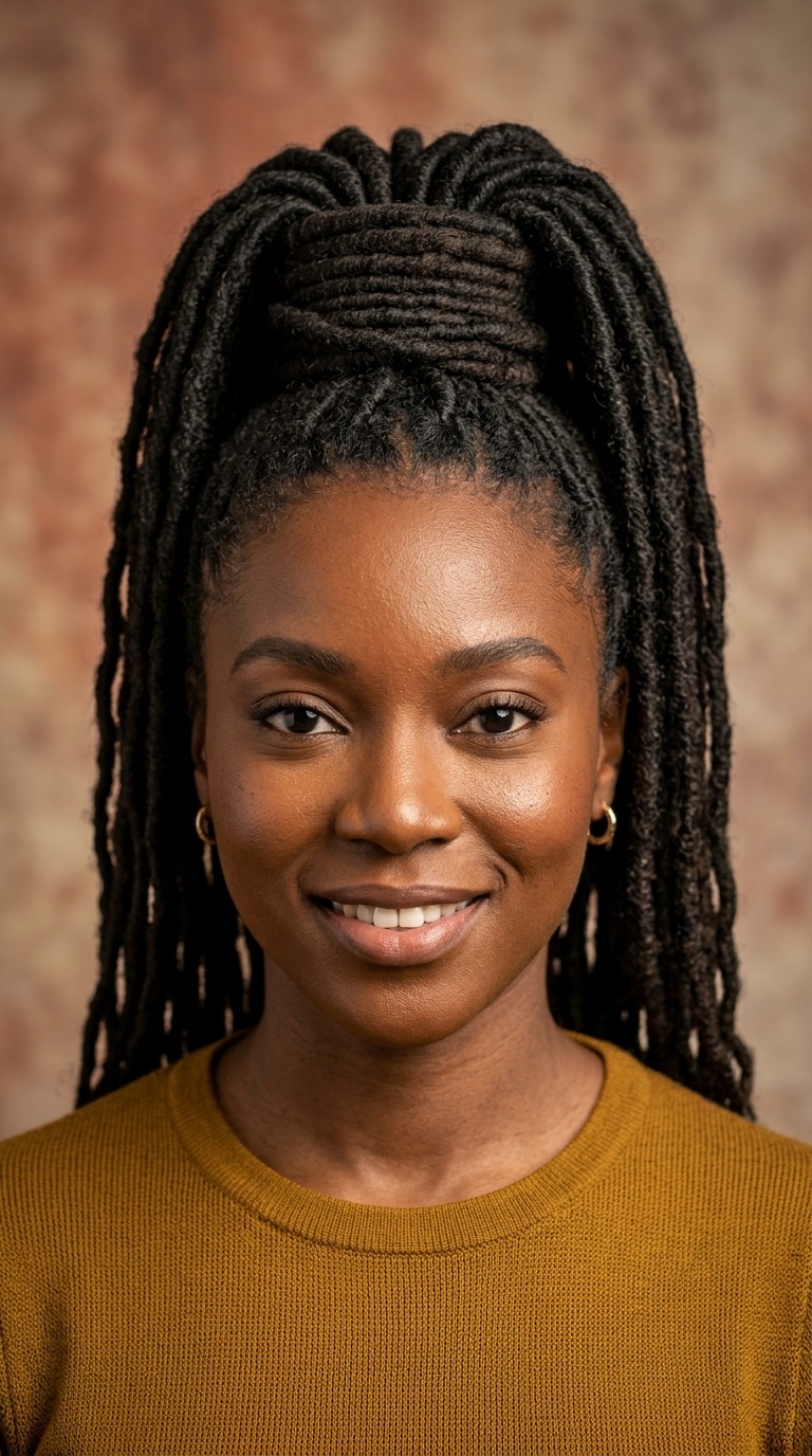 High Loc Ponytail with Wrapped Base