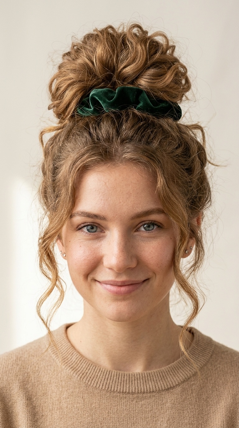 High Messy Bun with a Scrunchie