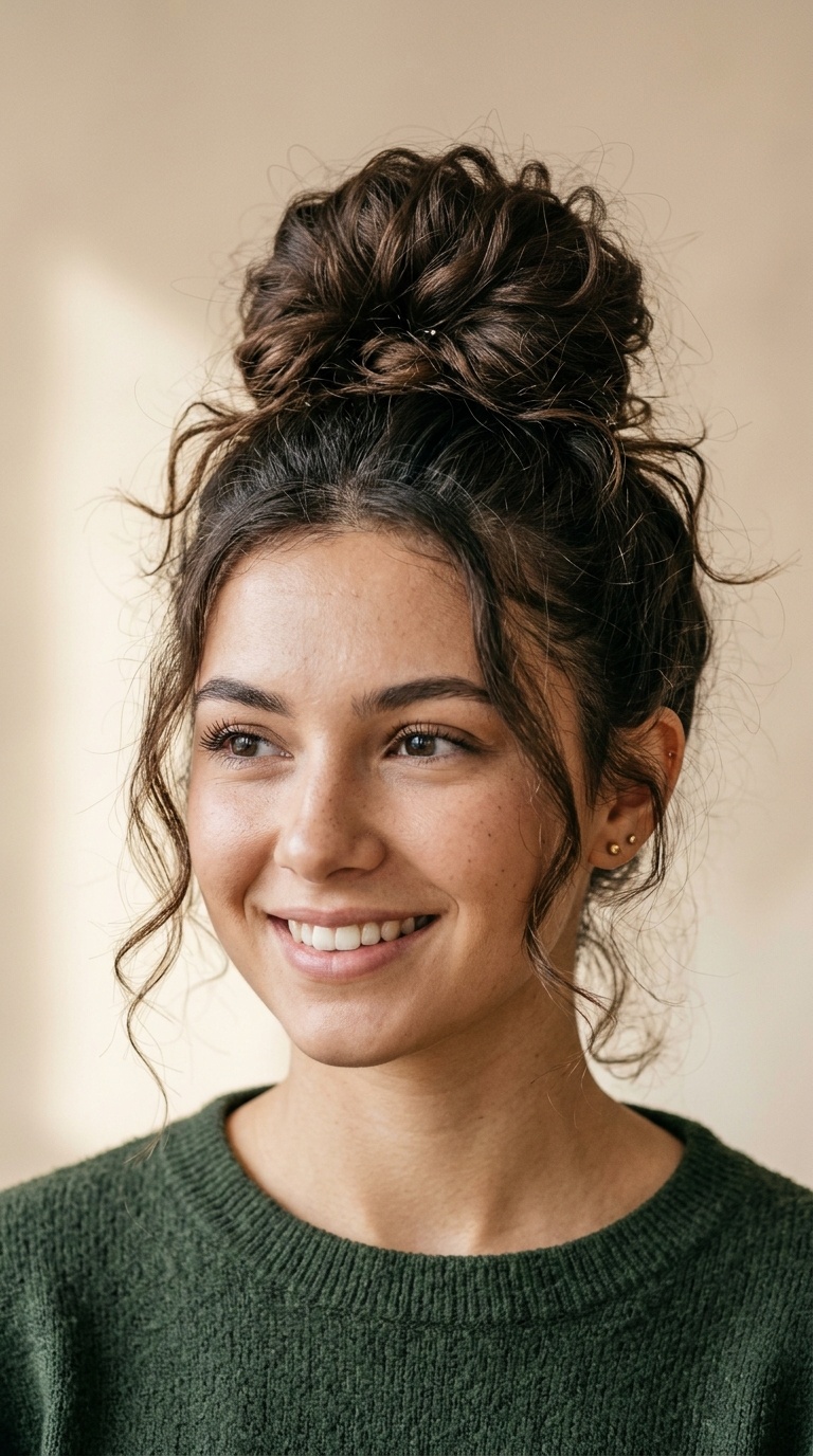 High Messy Bun with Flyaways
