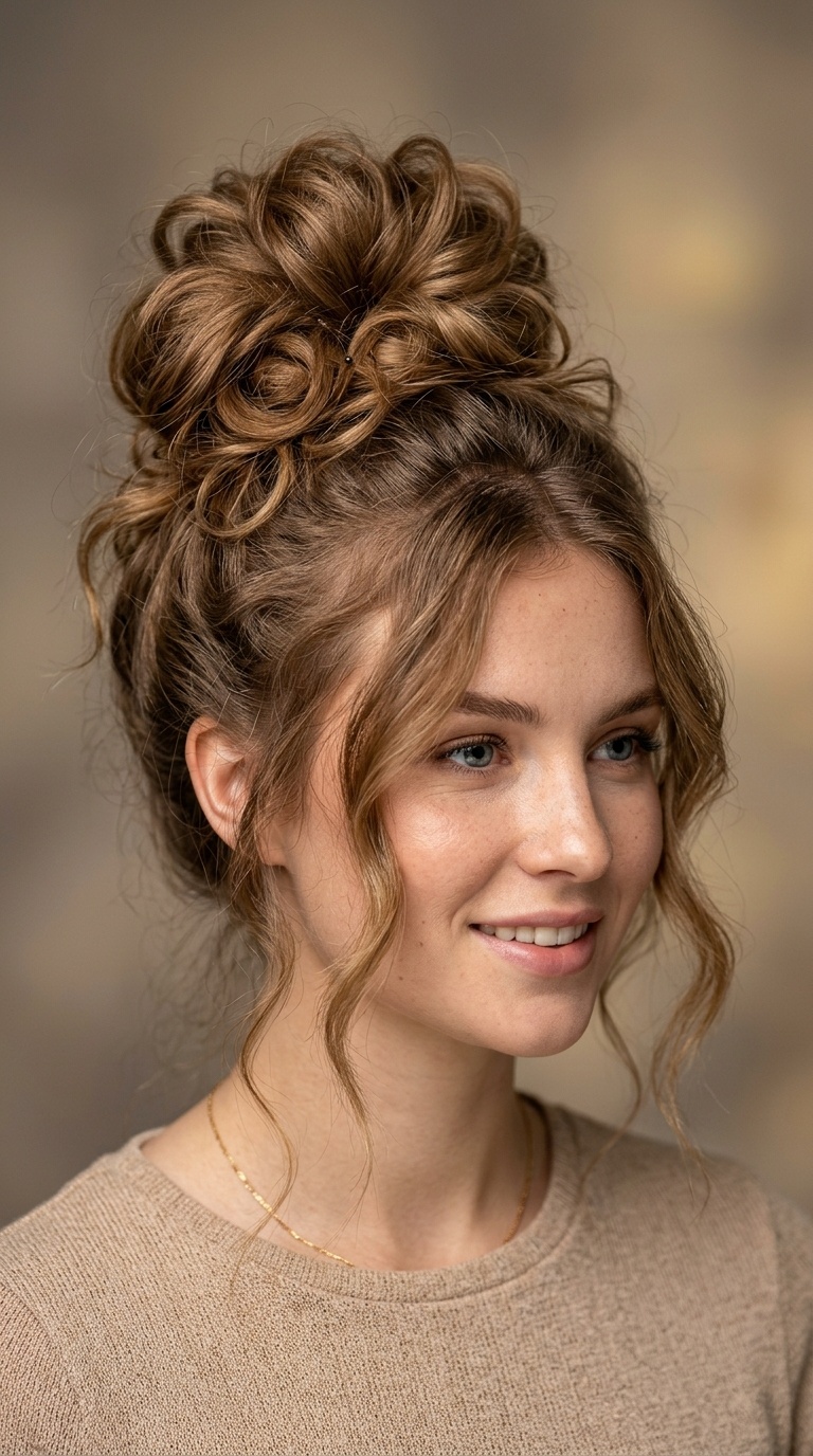 High Messy Bun with Volume