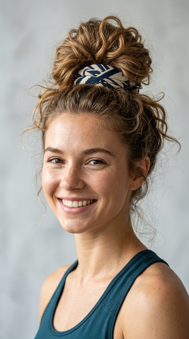 High Messy Bun with Wrap