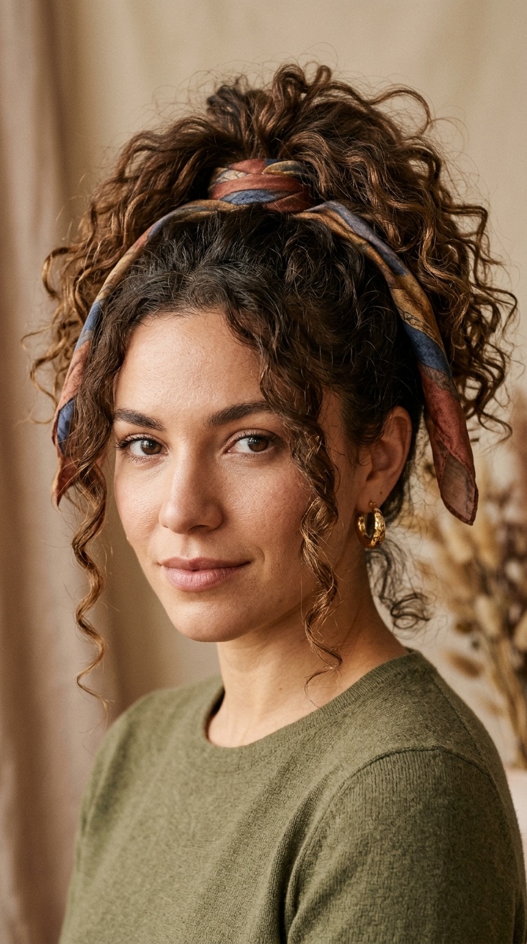 High Messy Pony with Scarf