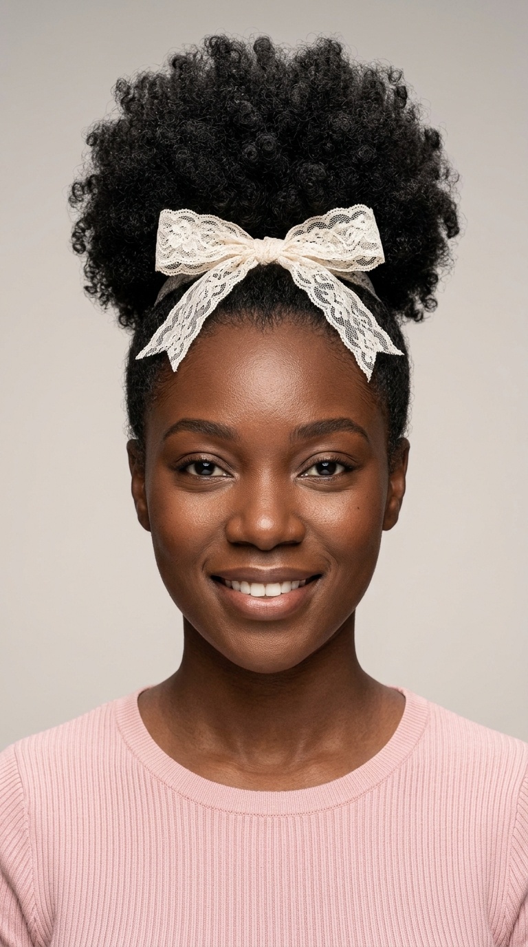 High Pineapple with Lace Bow
