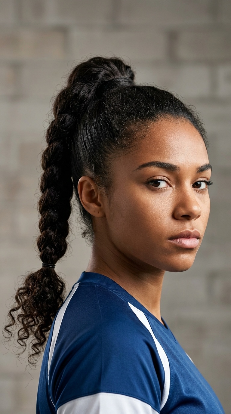 High Pony with a Braided Tail