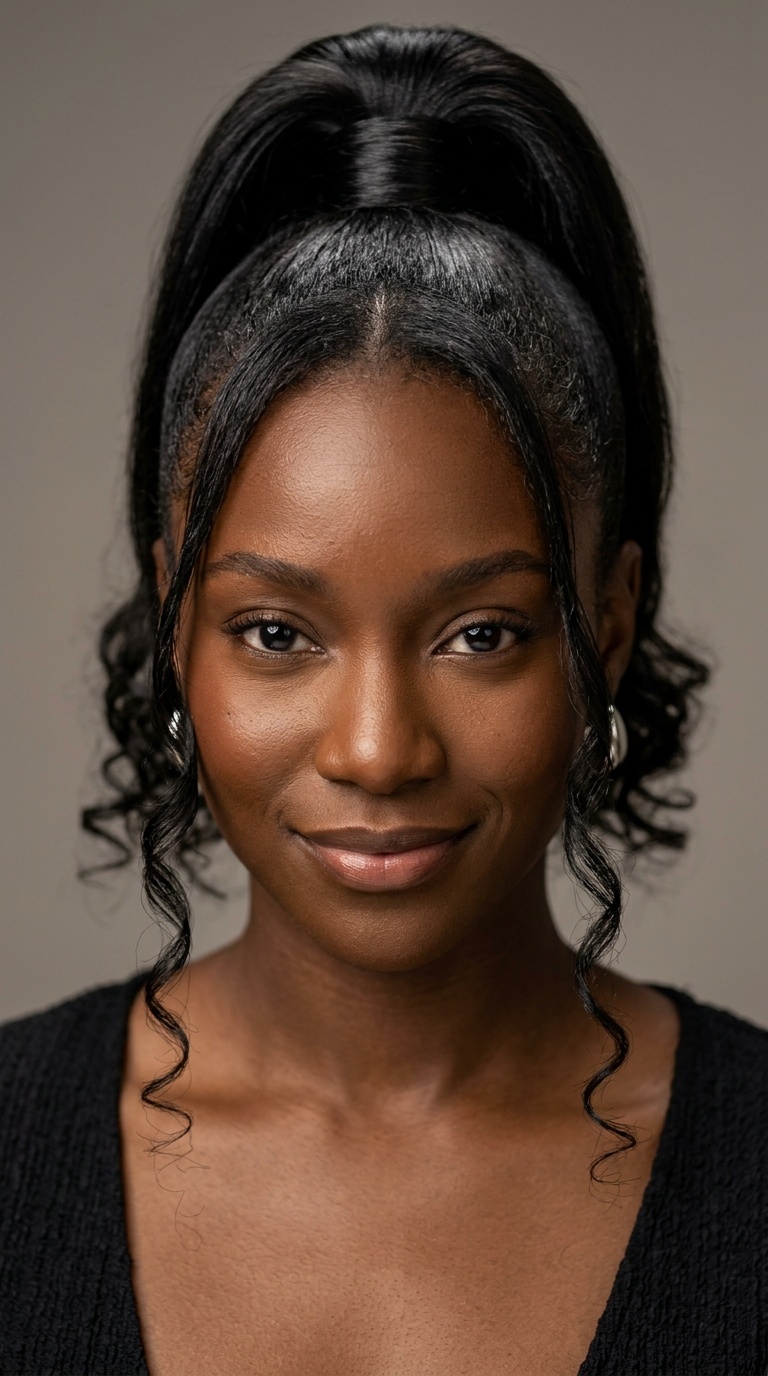 High Pony with Face-Framing Tendrils