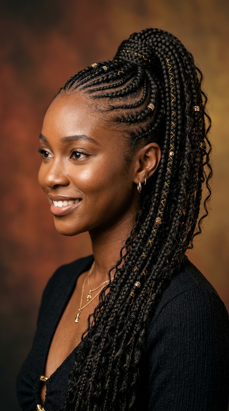 High Ponytail Tribal Cornrows