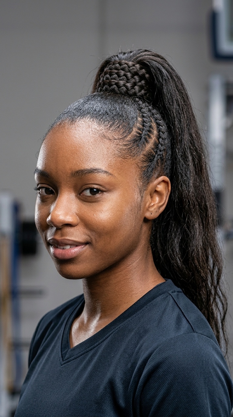 High Ponytail with a Braided Base