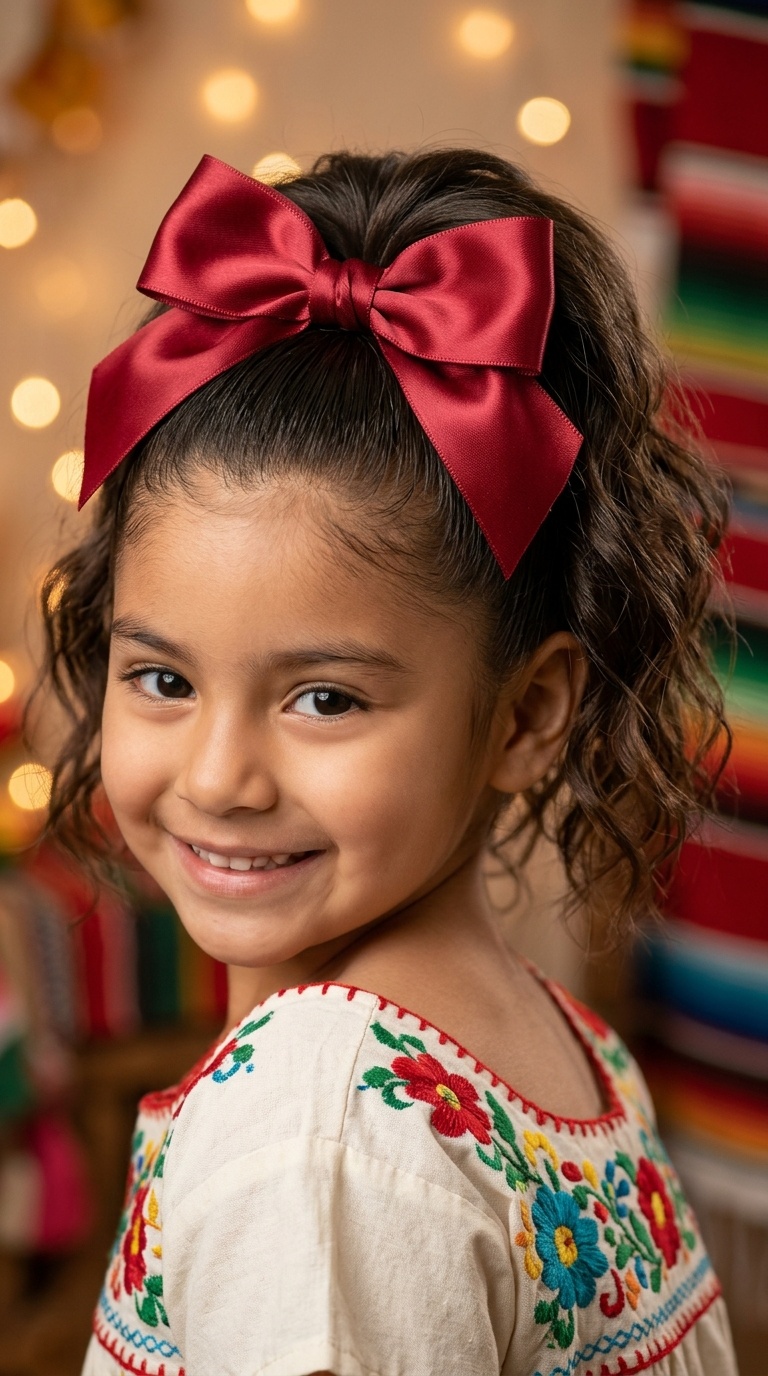 High Ponytail with a Large Satin Bow