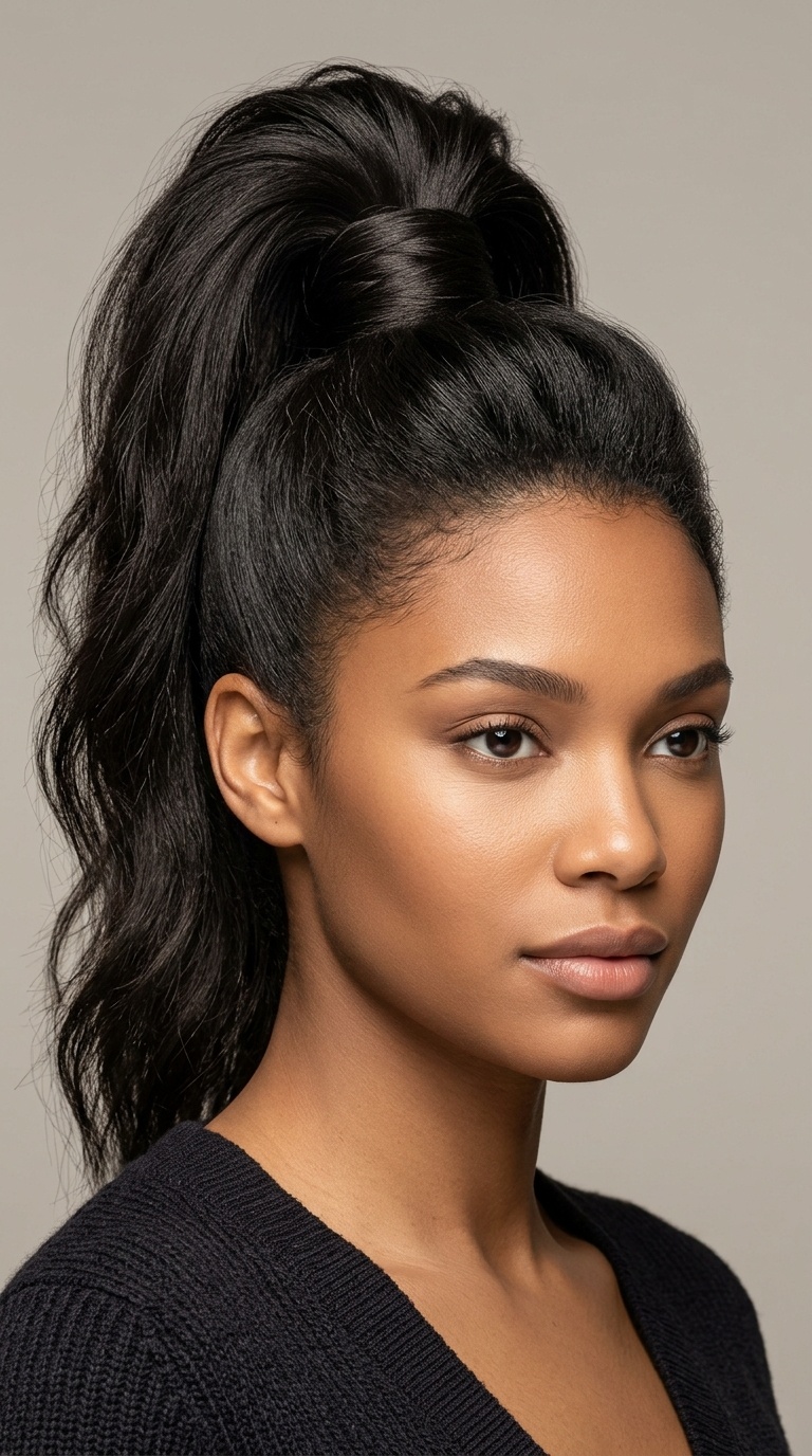 High Ponytail with Base Volume