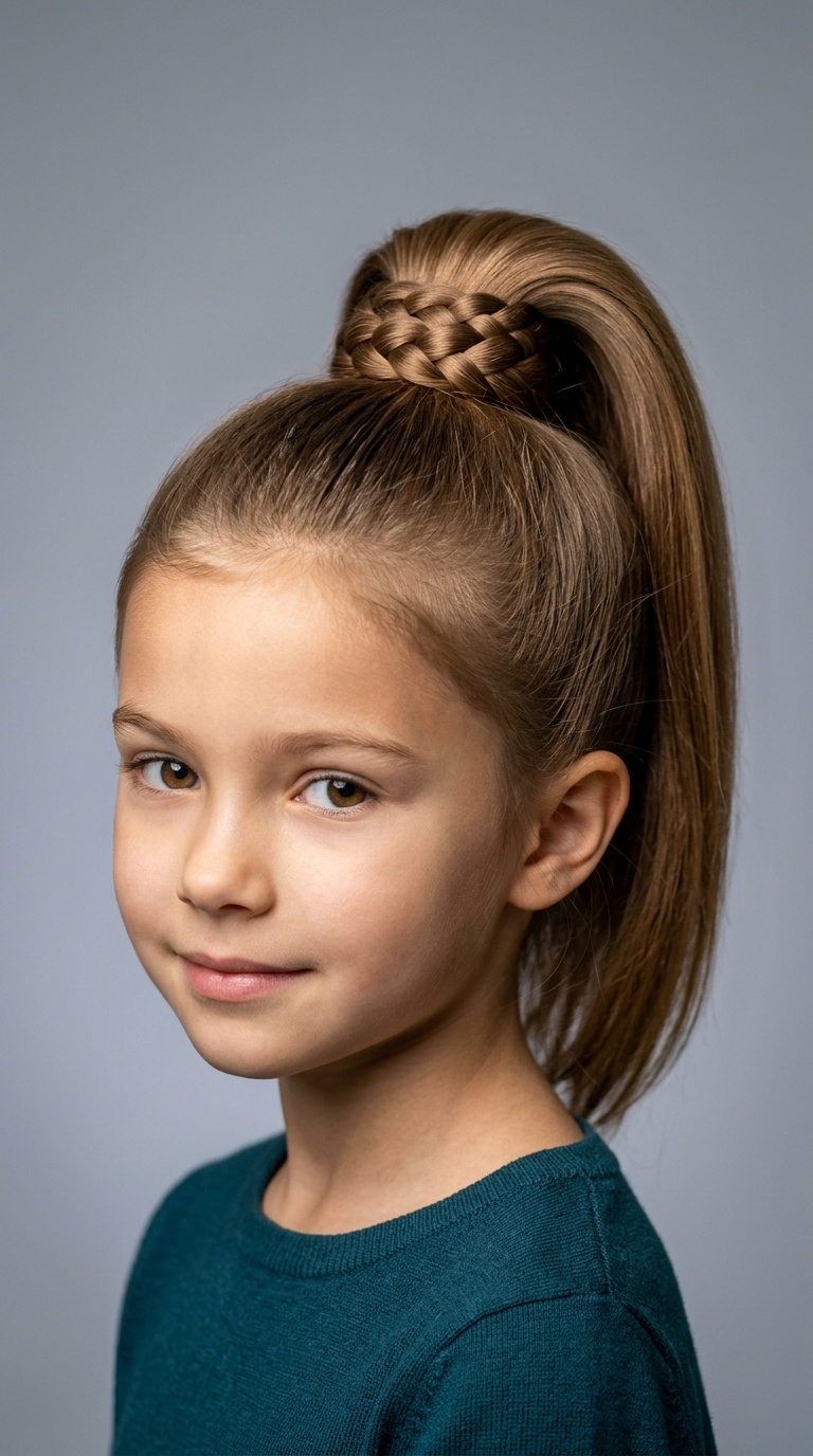 High Ponytail with Braided Wrap-Around