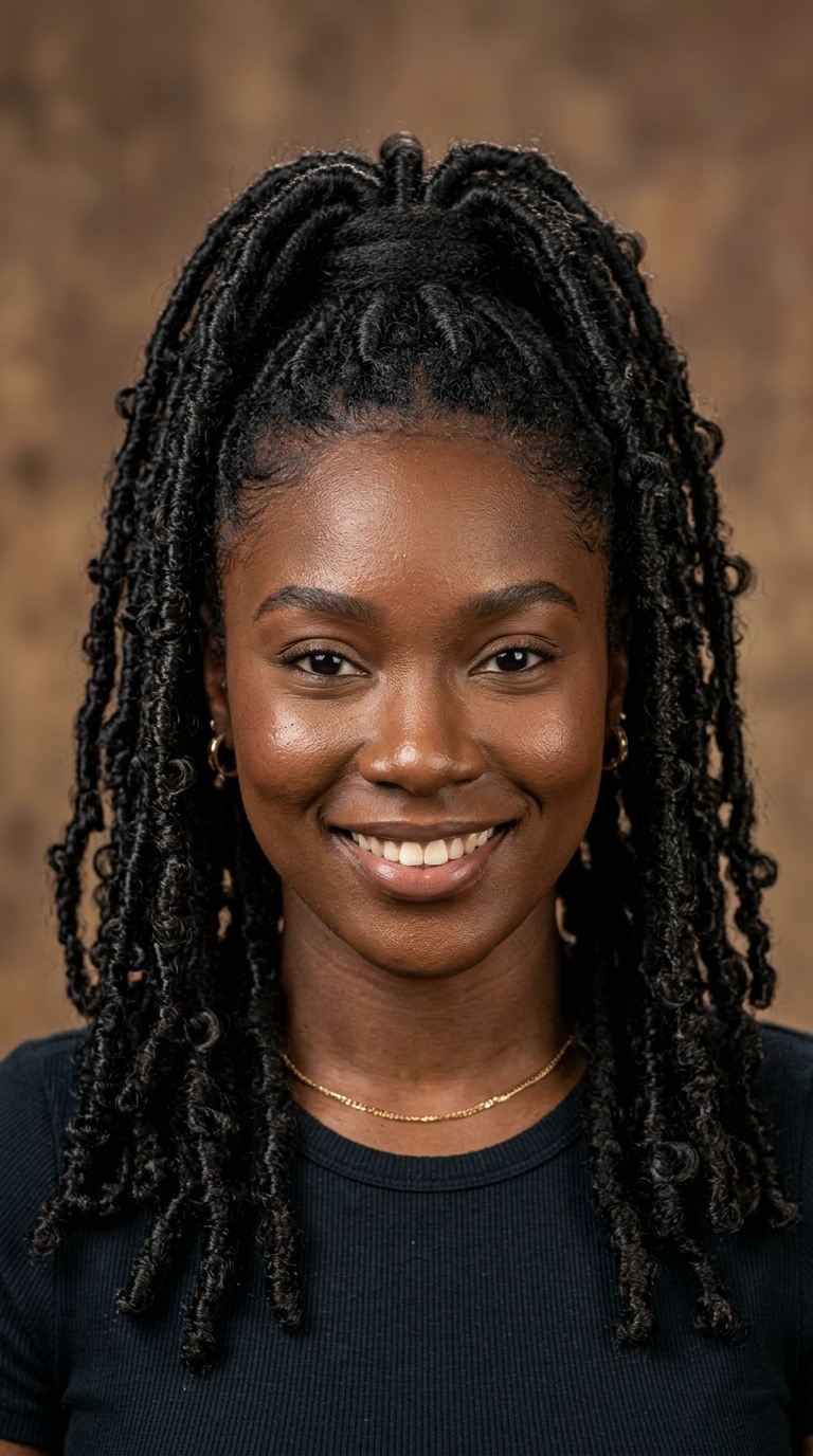 High Ponytail with Butterfly Locs