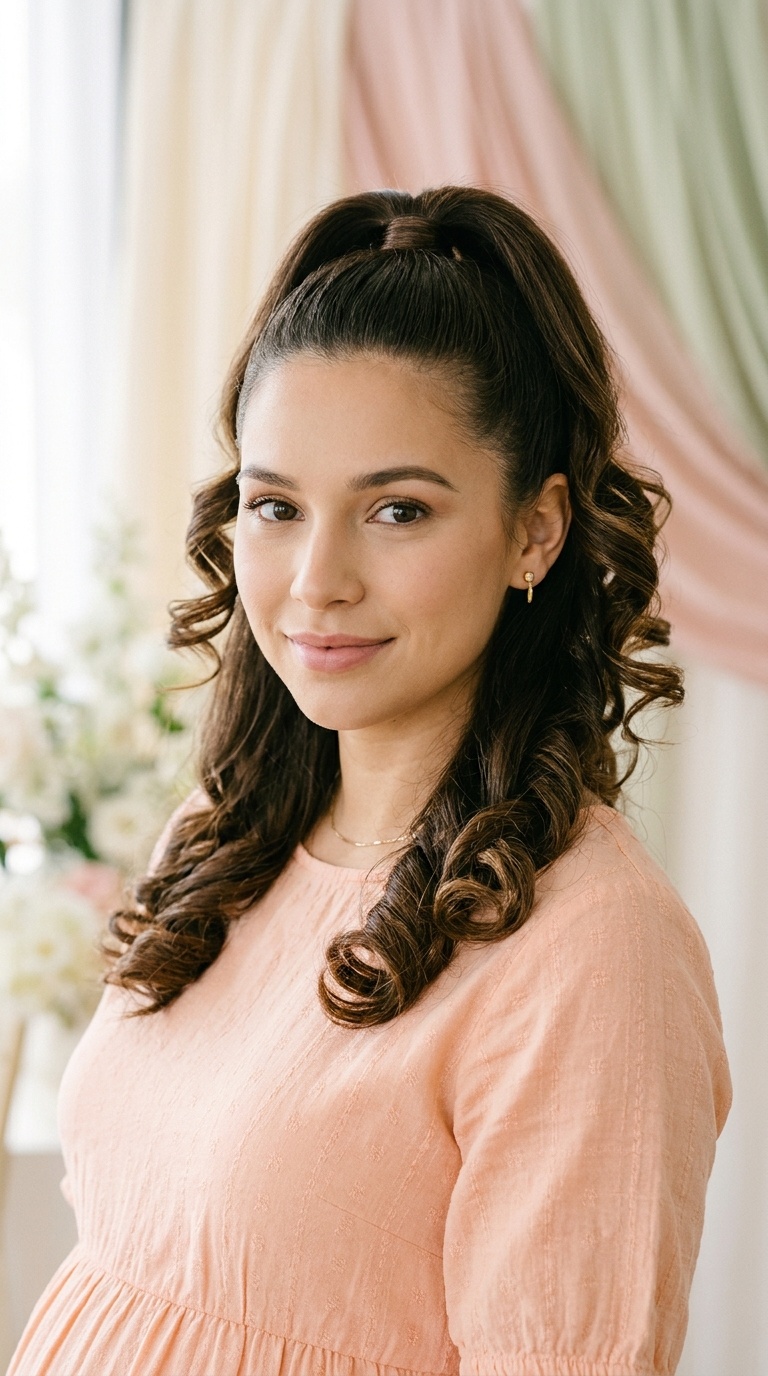 High Ponytail with Curled Ends
