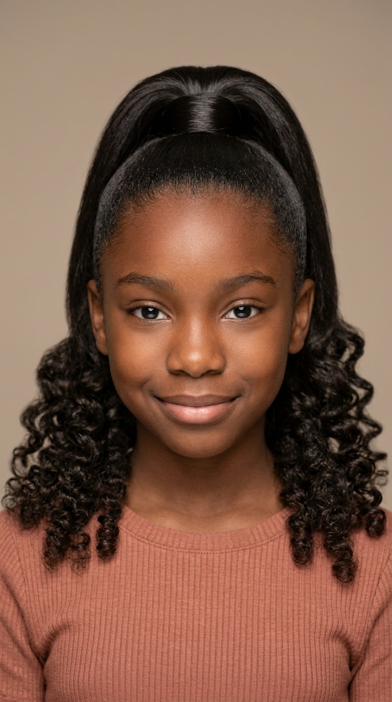 High Ponytail with Curly Ends