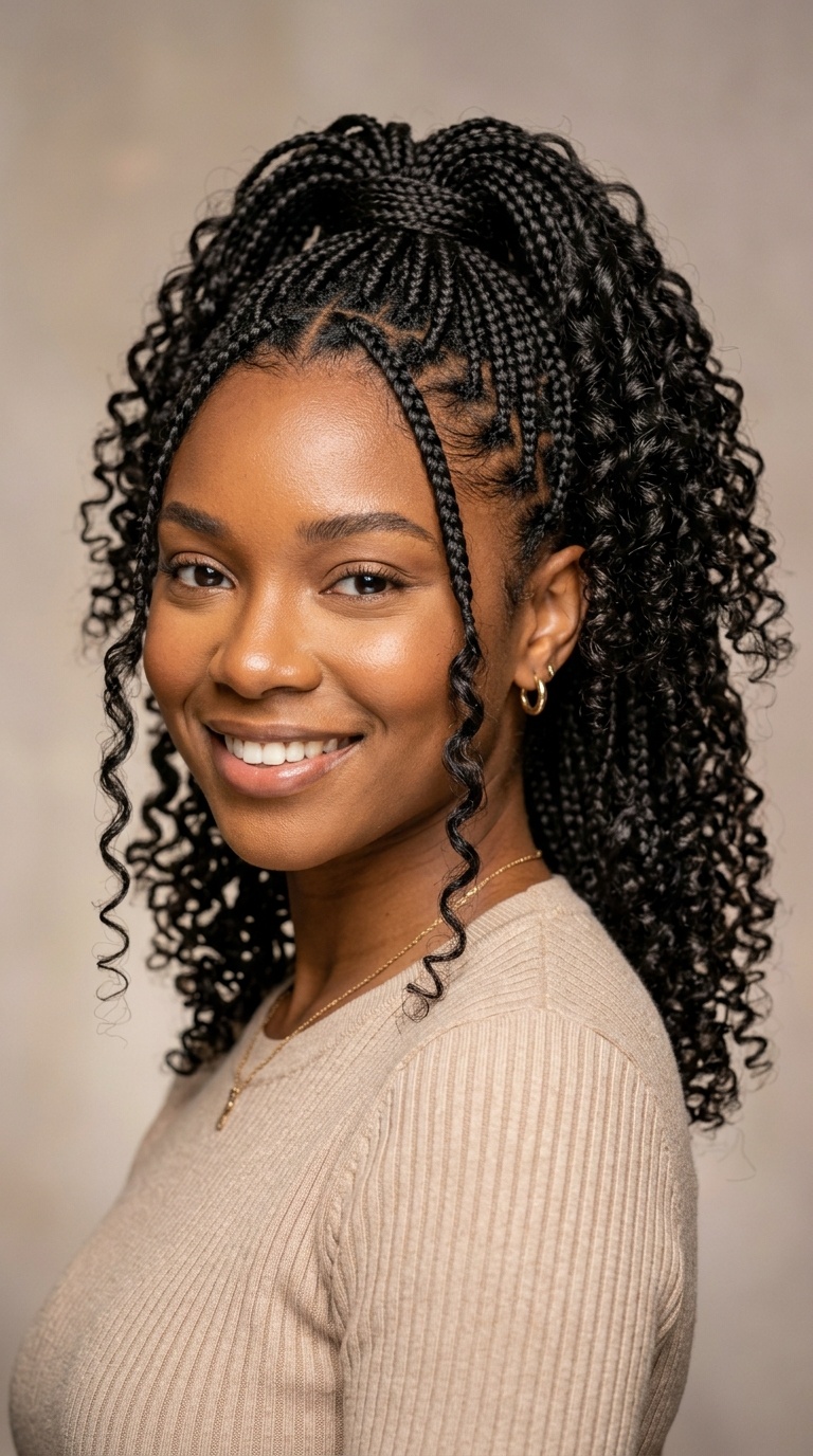 High Ponytail with Curly Tendrils