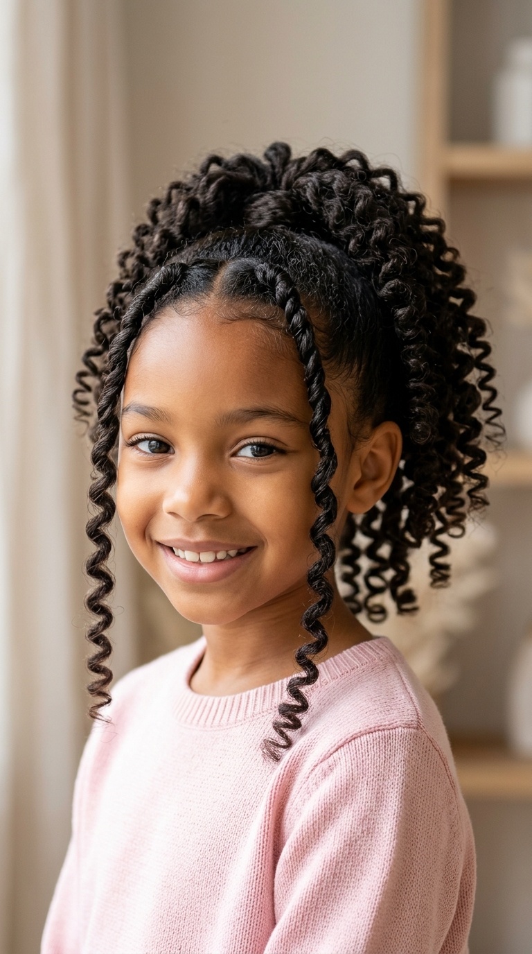 High Ponytail with Curly Tendrils